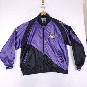 Pro Player Colorado‎ Rockies Jacket Vintage 90s MLB Windbreaker Purple Black 2XL